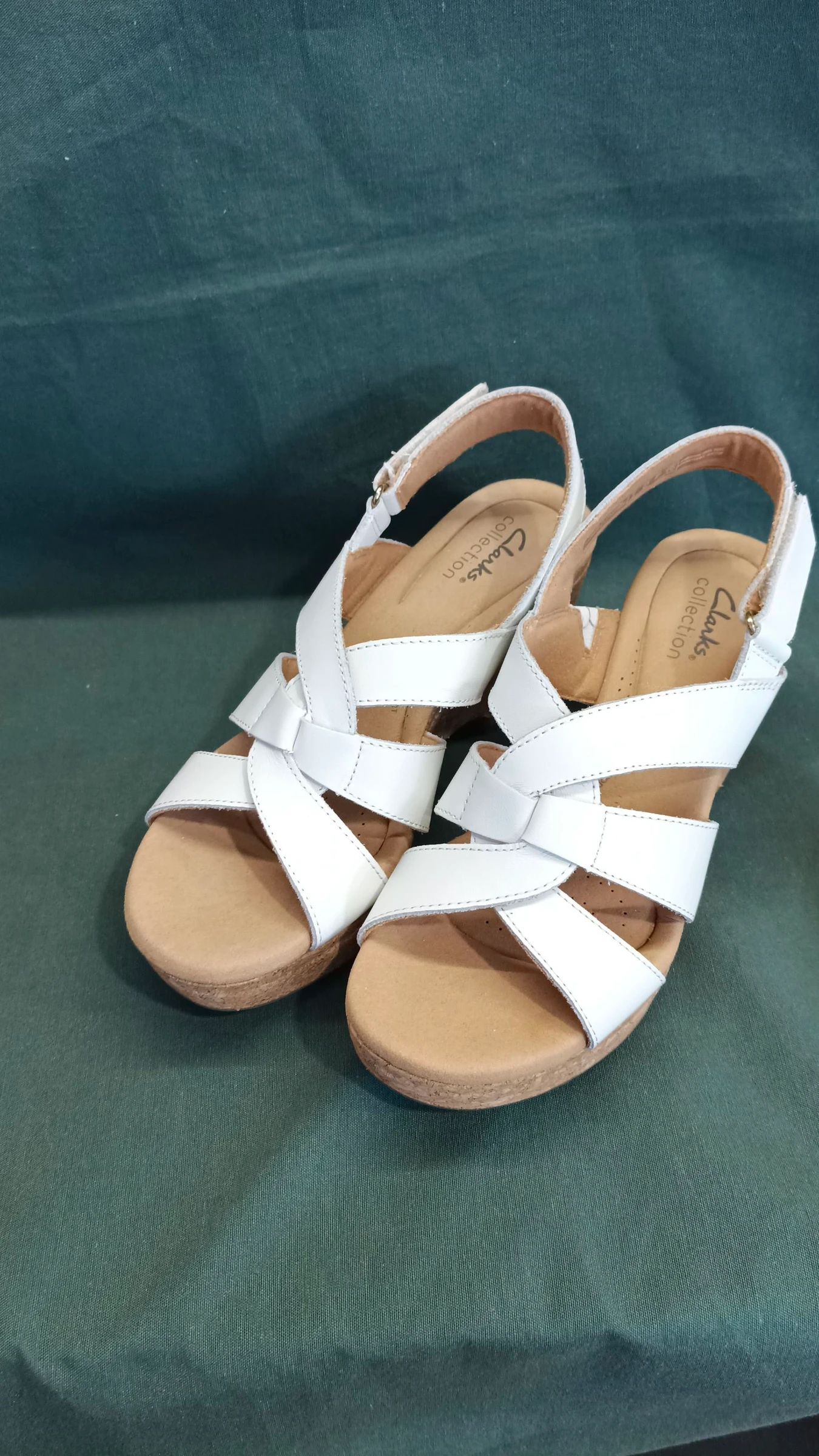 Clarks Giselle Playa Sandales en cuir blanc avec talon en liège Taille 39.5 – photo 4